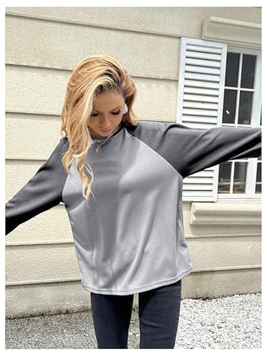 MakeMeChic Girl's Star Print Color Block Crew Neck Long Sleeve Tee Shirt Y2K Tees Top4