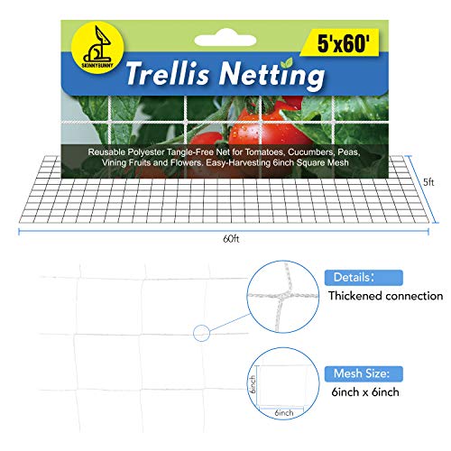Skinnybunny 5X60Ft Trellis Netting, Durable Garden Grow Netting, Heavy-Duty Nylon String Net thumb #4