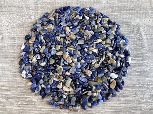 Image of GAF TREASURES 2 oz Lot Natural Semi Sodalite Tumbled Gemstone Chips, Crushed Mini Crystals, Undrilled Crystal Chips (Sodalite)