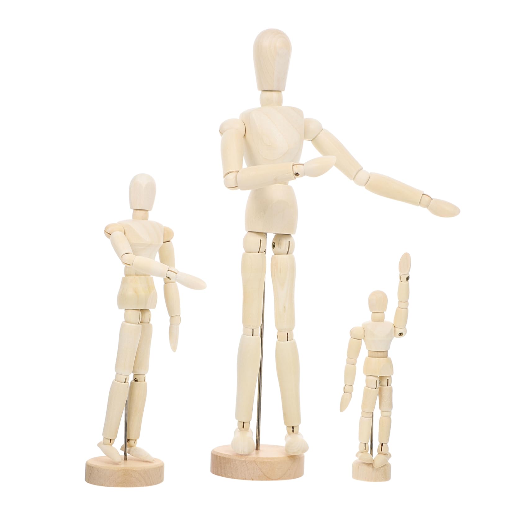 ARTIBETTER 3Pcs Jointed Mannequin Model Articulated Wood Crafts for Artists Photography Props and Desk Ornaments Durable Design with Movable Joints for