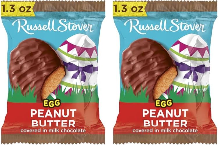 Russell Stover Easter Peanut Butter Milk Chocolate Easter Egg, 1.3 oz each (Pack of 36)