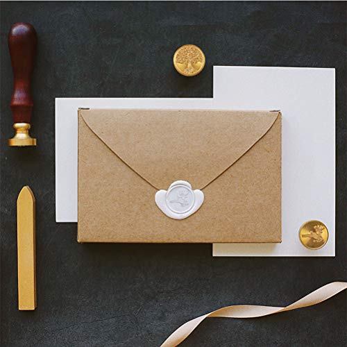 WOWOSS Wax Seal Stamp Set, 6 Pieces Sealing Wax Stamps Copper Seals and 1 Piece Wooden Hilt, Vintage Classical Wax Stamp Kit for Holiday Decorations, Postcards, Invitations, Gift