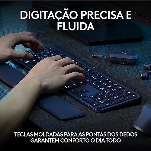 Teclado sem fio Logitech MX Keys S com Clique Silencioso, Teclas Programáveis, Iluminação Inteligent