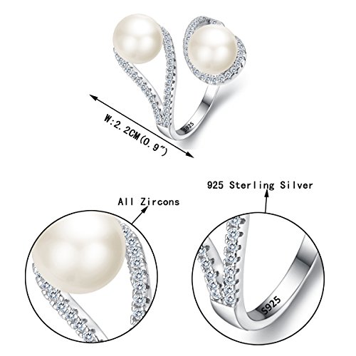 EVER FAITH 925 Sterling Silver CZ 9MM AAA Freshwater Cultured Pearl Teardrop Engagement Adjustable Ring4