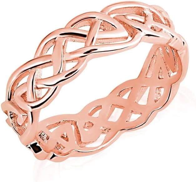 14K Yellow, White, and Rose Gold 6mm Wide Unisex Irish Celtic Wedding Band Trinity Knot Eternity Ring, Available in Sizes 5-16