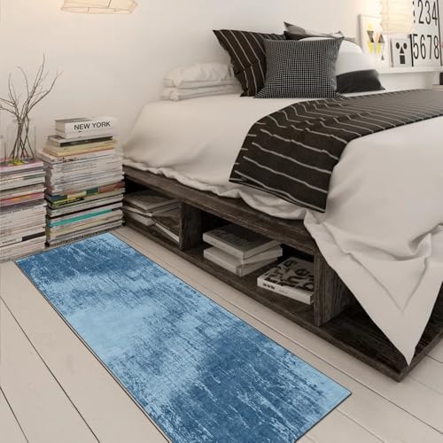 Alfombra antideslizante lavable 90x120 cm para pasillos modernos color azul 3