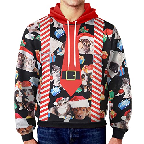 Sweat à capuche amusant pour homme sweat de Noël sport décontracté hoodie imprimé hiver XXL