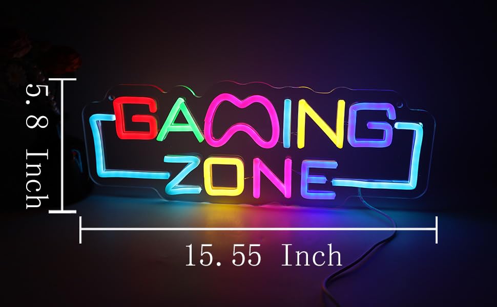 Image of Gaming Zone LED Neon Sign, Cool Gamer Room Wall Decor Dimmable USB Powered Neon Light for Game Room, Bedroom,Man Cave Streaming & E sports Setup Holiday Birthday Gift