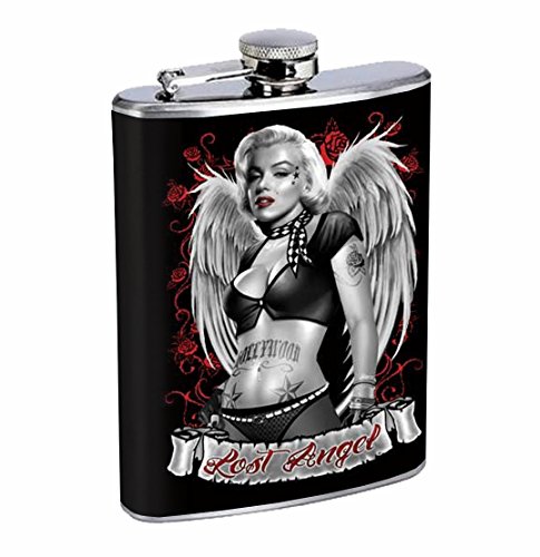 Marilyn Monroe Lost Angel Sexy Tattooed Vintage 8oz Stainless Steel Flask Drinking Whiskey Marilyn Monroe Lost Angel Sexy Tattooed Vintage 8oz Stainless Steel Flask Drinking Whiskey