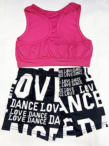 Image of TACKTIMES 2Pcs Girls Sleeveless Crop Top with Shorts Outfit Set for Athletic Leotard Dancing Swimming Gymnastics Dancewear