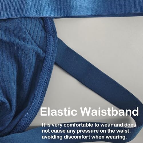 Men's Jock Strap Underwear Athletic Supporter Jockstrap Low Rise Ribbed Briefs Underpants for Gym Sports4