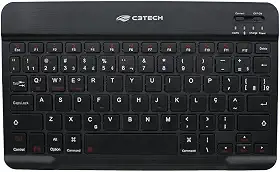 Teclado C3Tech Sem fio Bluetooth K-BT40BK Preto MINI Formato slim ultrafino, ideal para tablets, Teclas baixas chocolate, Bateria Recarregável, Suporte a Windows, MacOS, iOS, Android
