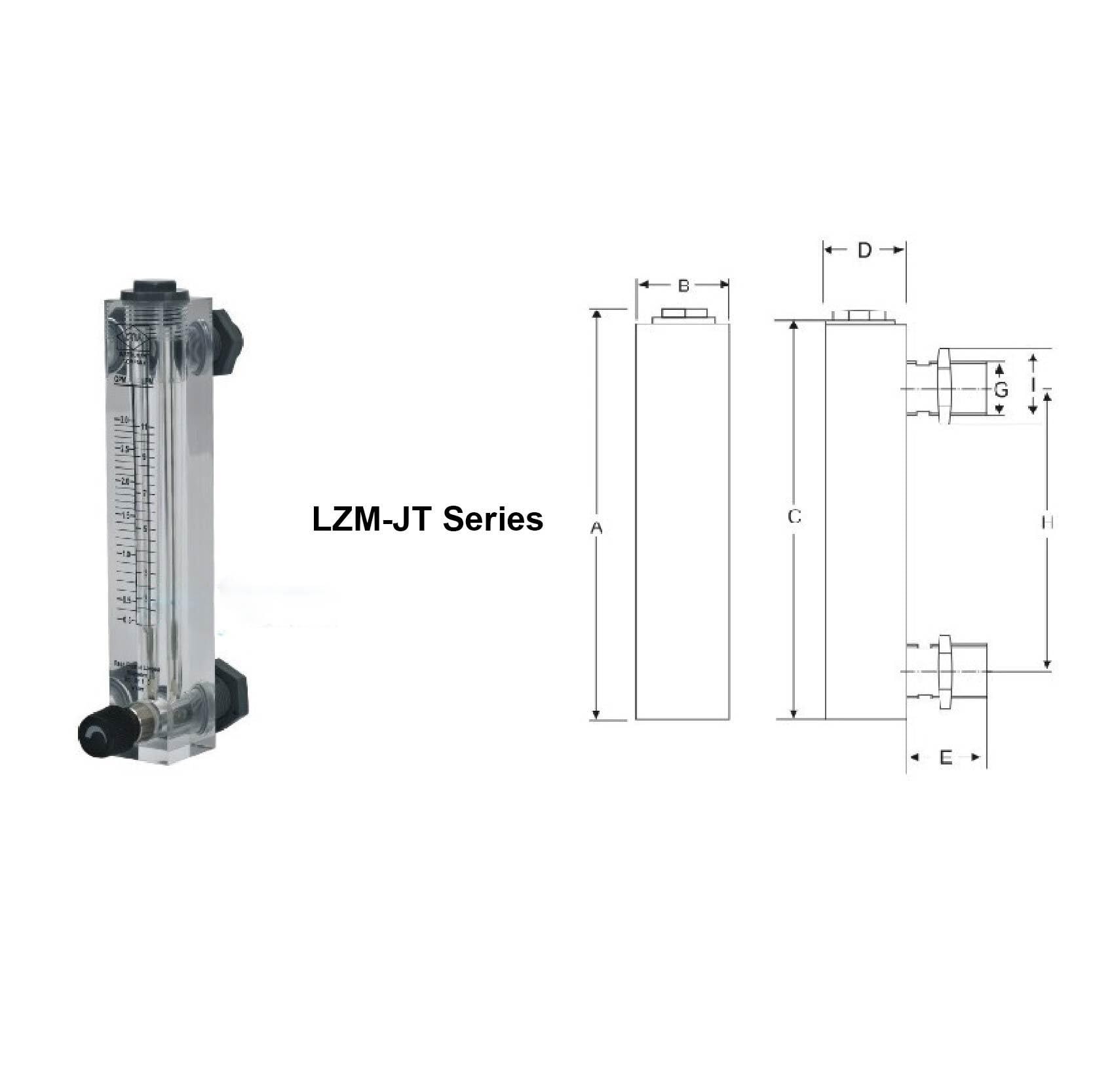 LZM-20T Acryl-Rotameter-Durchflussmesser for Luft, Wasser, Gas, Flüssigkeit, Plattentyp, hochpräziser industrieller Einsatz(2-16GPM 8-60LPM)