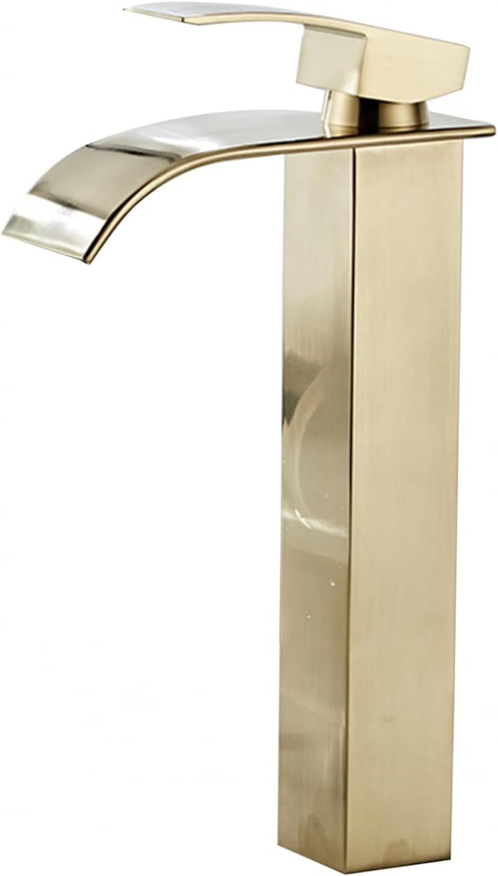 Robinet de lavabo haut à trou unique chaud et froid doré pour grand évier de salle de bains