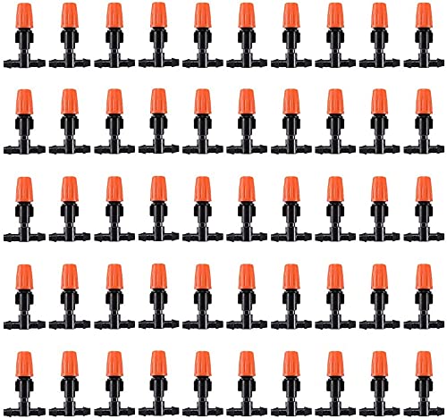 100pcs goutteurs d'irrigation à débit réglable Micro Spray, têtes de brumisateur d'irrigation goutte à goutte réglables pour jardin