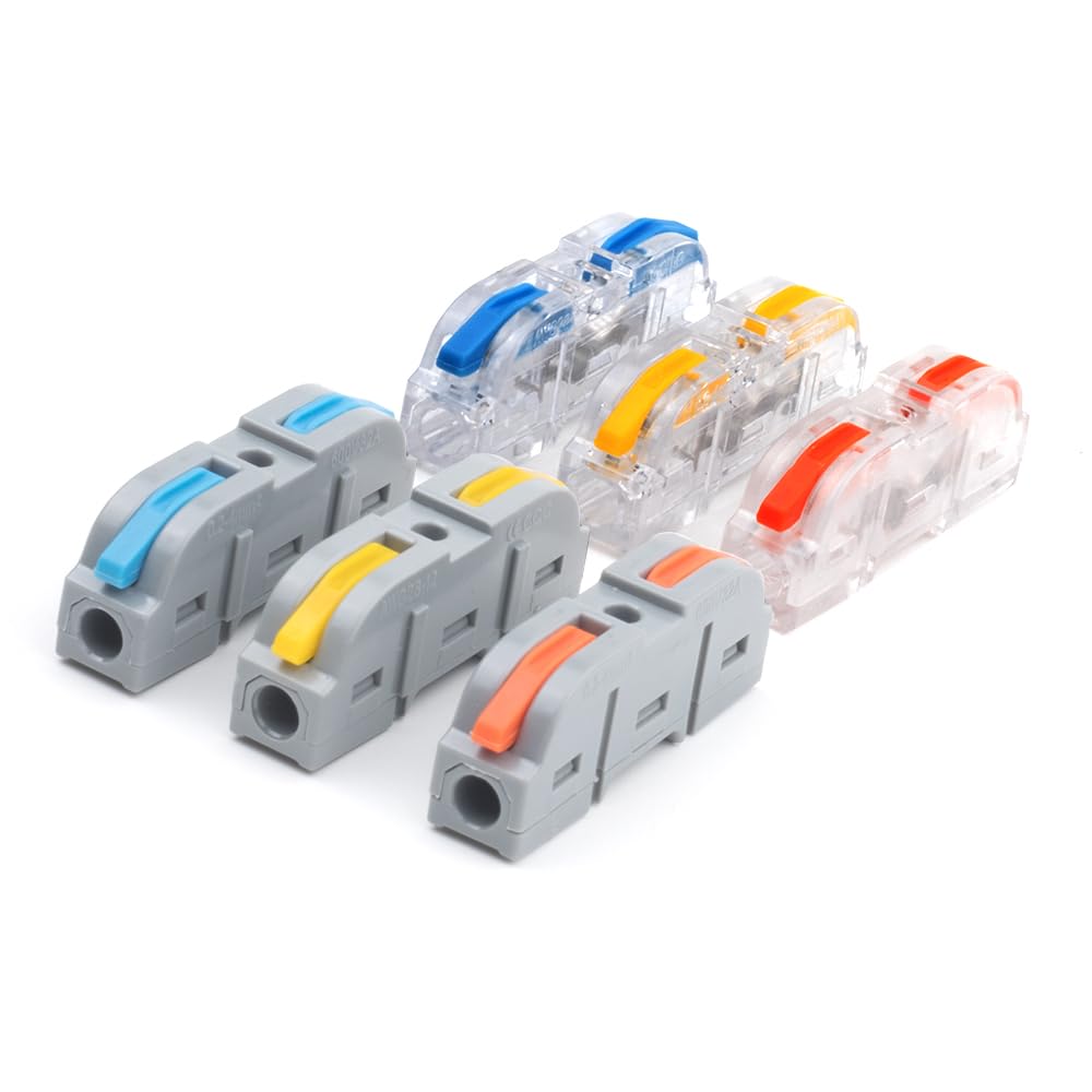 AARTERZZA 34PCS Lever Wire Connector 1 in 1 Out Push-in Junction Box Quick Docking Cable Connectors for Fast Connection 28-12 AWG(NC-221 Blue)