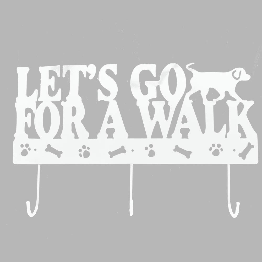 Photo 1 of DEI Leash Holder Wall Rack, Let's Go for a Walk (White)