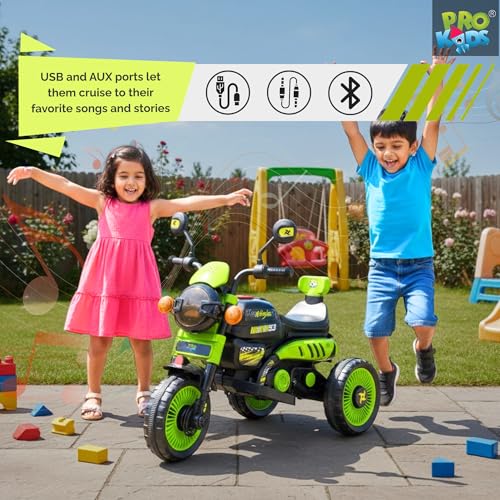 Image of PRO KIDS Cruise Rechargeable Electric Kids Bike with Bluetooth, USB, AUX, Music & LED | Ride-On Bike for Boys & Girls (1.5-4 Years) | 6V Battery Powered | Foot Accelerator