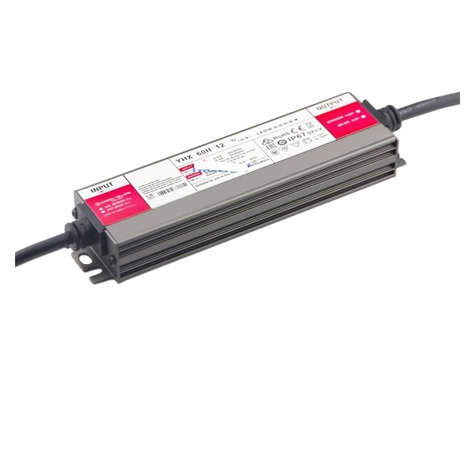 Transformateur d'éclairage étanche contre l'humidité pour ampoule LED DC 12V 60W