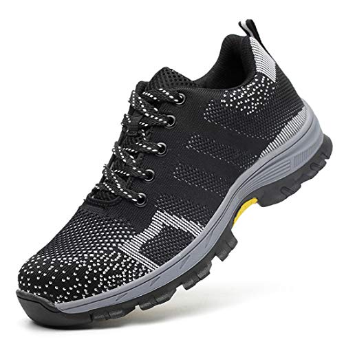 ZYWTZ Zapatos de Seguridad, Puntera de Acero Calzado de Seguridad Zapatos de Trabajo para Mujer para Hombre Anti-Smashing Anti Piercing Luz y Transpirable Zapatos Deportivos,40