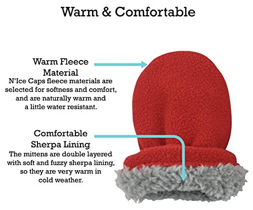 Image of N'Ice Caps Little Kids and Baby Easy-On Sherpa Lined Fleece Mittens - 2 Pair Pack