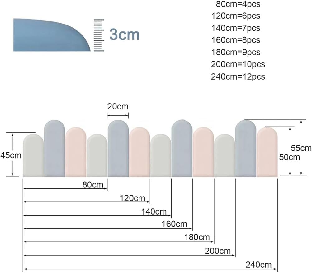 3D Peel and Stick Headboard - Anti-Collision Wall Padding, Sponge Upholstered Panels for Bedroom Decor, 80 cm, Stylish Wall Design, Easy Installation