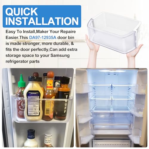 UPGRADED DA97-12935A RF220NCTASR Door Shelf Compatible with Samsung Fridge Door Shelf, Right & Left Samsung Refrigerator door Shelf Parts RF220NCTAWW, RF220NCTASP, RF221NCTASR Door Bin Fridge Shelves by ALVAR - Image 5
