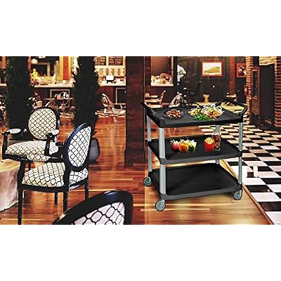 Luxor Home Office Large Multipurpose Three Shelves Serving Cart, Black