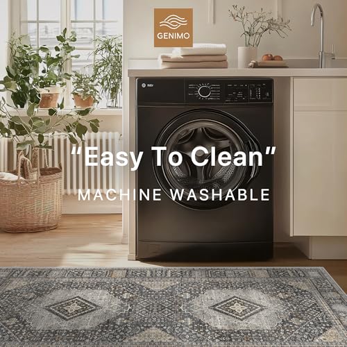 GENIMO 2x10 Non Slip Hallway Runner Rug, Machine Washable, Thin & Low Pile Lightweight for Kitchen, Laundry, Entryway, Bedroom & Living Room
