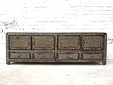 Ancho: 140 cm Luxury-Park China Shabby Chic Planas Aparador Mueble bajo para TV Pantalla Plana para Cuatro Puertas Cuatro Cajones Pino schmutzgrau