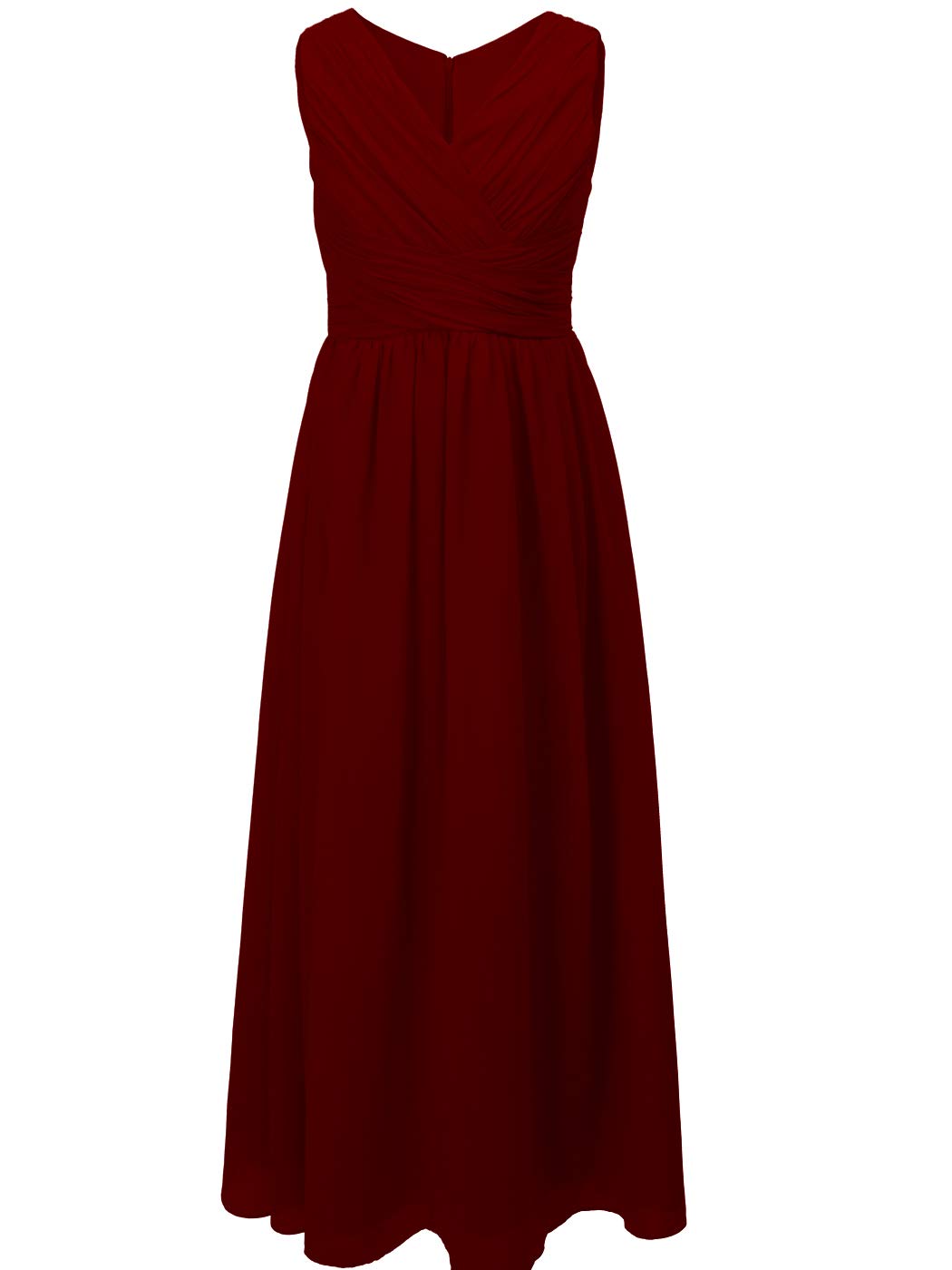 FAIRY COUPLE Girl's V-Neck Juniors Bridesmaid Party Dresses Long Flower Girl Dress