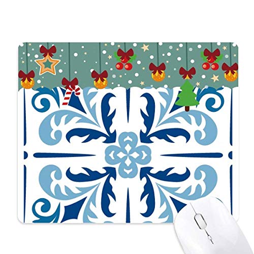 Alfombrilla de ratón de goma decorativa azul con estampado floral de Marruecos