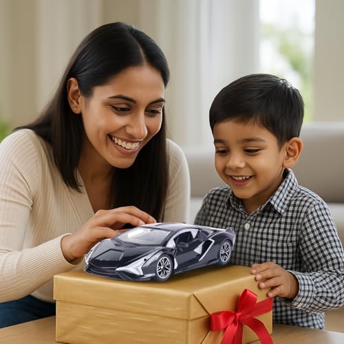 Image of Popsugar Door Opening Remote Control Car|Rechargeable 1200mAh Lithium Battery|C-Type Charging|75-Min Runtime|2.4G Long Range Remote (100+ ft)|HighSpeed RC Car|Gift for Kids|Made in India (Black)