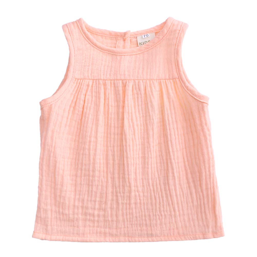 Kids Tales 2Pcs Baby Boys Girls Outfits Toddler Cotton Linen Tank Tops Vest + Bloomers Pink