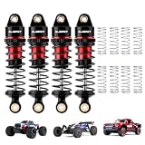 GLOBACT Aluminum Adjustable Shock Damper Oil Shock for ARRMA 1/18 Granite GROM 1/14 Typhon GROM 1/16 Mojave GROM RC Truck Upgrade Parts Replace ARA330806 (Black Red)
