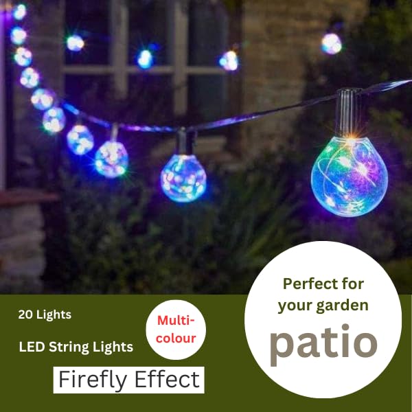 Garden Mile Outdoor String Lights Mains Powered 14m, Multicolour LED Festoon Lights Waterproof Garden String Lights - Image 2