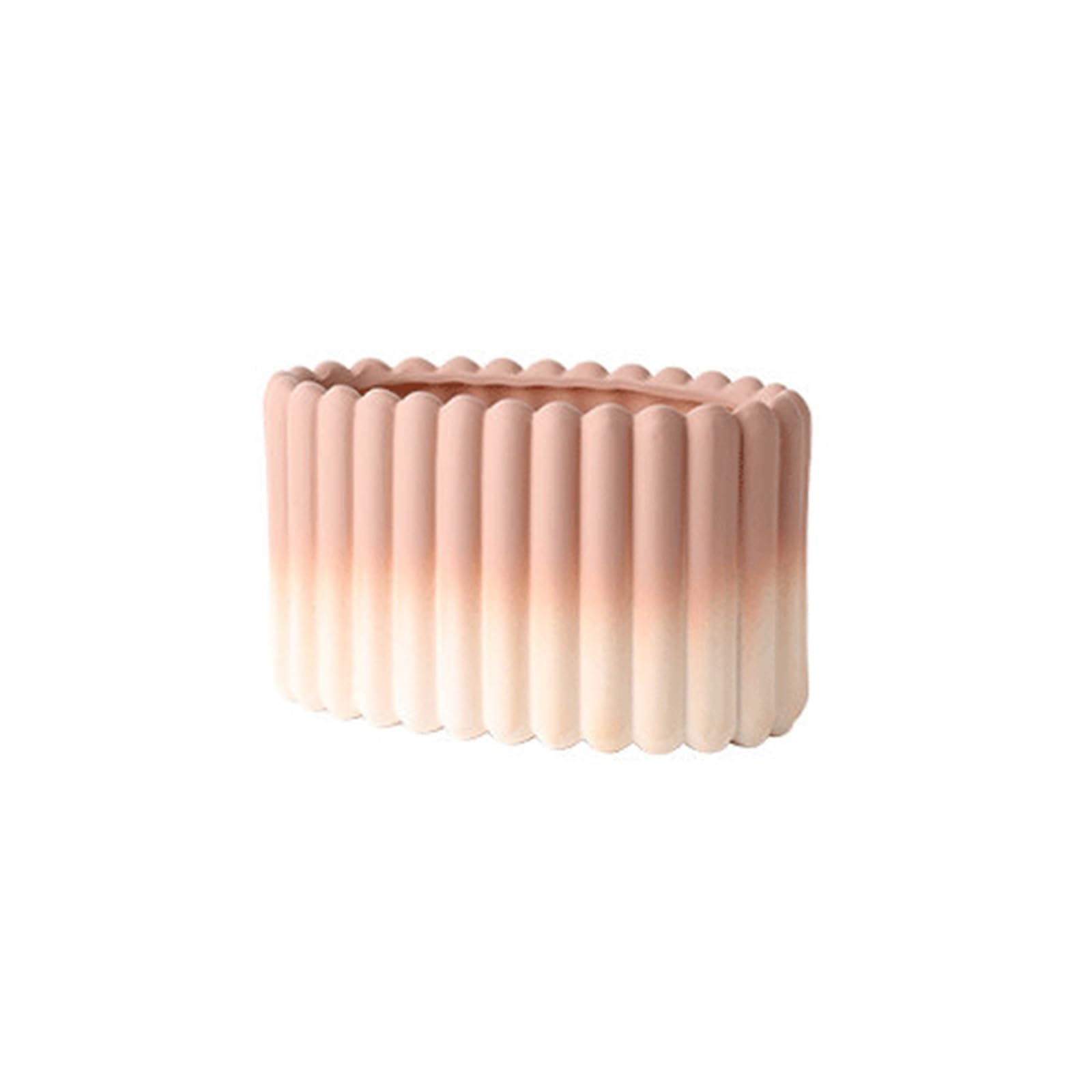 XUJUAN-0227 Flower Plant Pots Minimalist Ceramic Flower Pot, Perfect For Office Use, Rectangular Design, With Drainage Holes(Pink,Small)