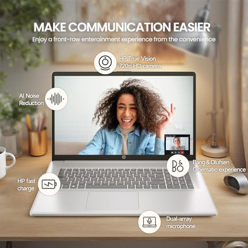 Image of HP 2026 17 Inch Laptop Touchscreen Computer, 17.3 HD+ IPS Touch Screen Business Laptop AI PC, 15th Gen Intel 12-Core Ultra 7, 64GB DDR5 RAM 2TB SSD, Windows 11 Pro, 10-Key Backlit, WiFi6