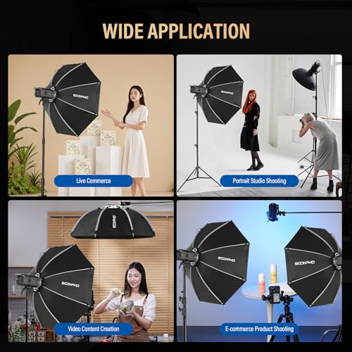 Soonpho 47"/120cm Octagonal Softbox, Quick Release Bowens Mount Softbox with Honeycomb Grid, Light Diffusers, Bag for Godox SL60W, SL60IID, SL60IIBI, for Neewer CB60B, FS150B, CB100C, for Amaran 200xS - image 7