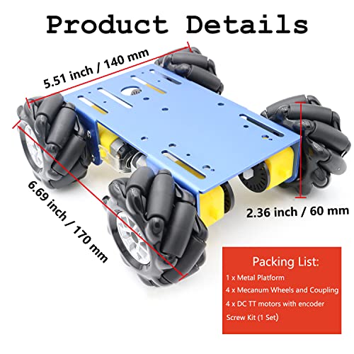 Snapklik.com : Professional 60mm Mecanum Wheel Car Chassis MC100 For ...