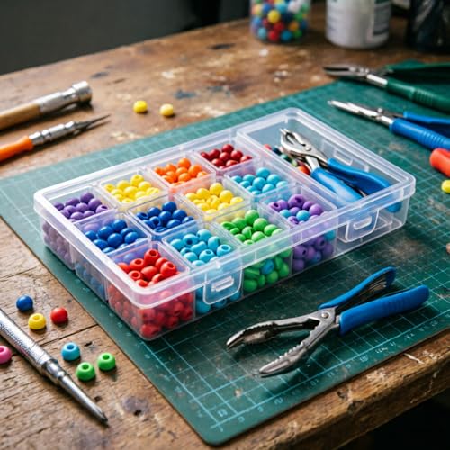 Image of 112 Pieces Mixed Sizes Rectangular Empty Mini Clear Plastic Organizer Box | Hinged Lids, For Small Items, Craft Projects, Bead Organizers