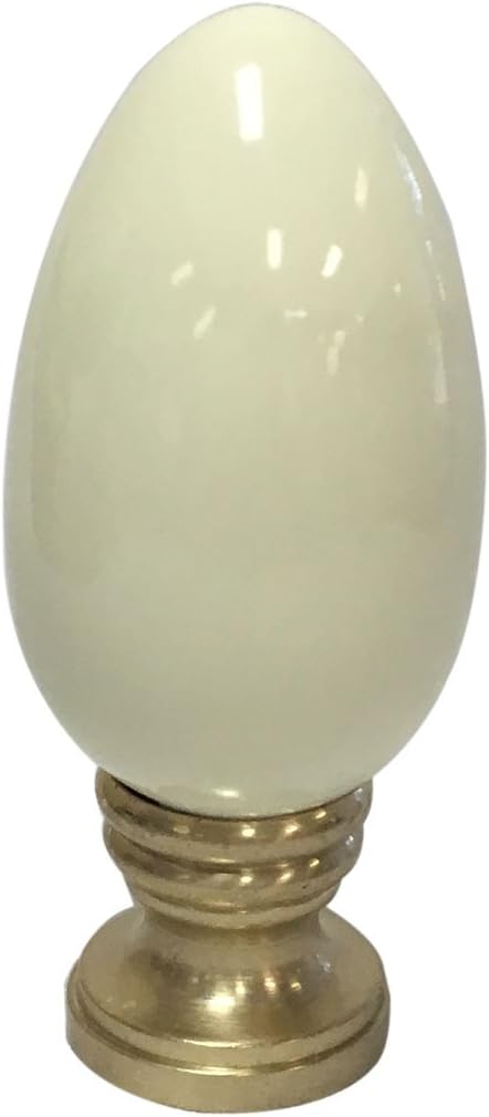 Royal Designs, Inc. Ceramic Egg Shaped Lamp Finial for Lamp Shade, F-5048WH-2, White, Pack of 2