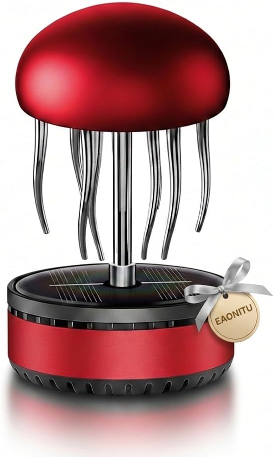 Solar Dashboard Spinner, Sun Powered Kinetic Car Decoration Diffuser Ornament, Jellyfish Under The Sea, Valentine's Birthday Gift Exchange, Fragrance & Aroma Cores Sold Separately (Coral Red)