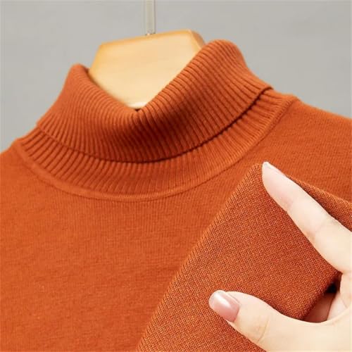 Ownwfeat Men Slim Fit Turtleneck Sweater Solid Color Knitting Casual Long Sleeve Pullovers3