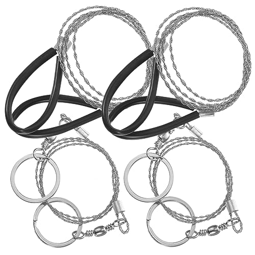 GRIRIW 4Pcs Portable Wire Chainsaw High Strength Hand Saw for Outdoor Survival and Camping Lightweight Backpacking Gear for Efficient Cutting More