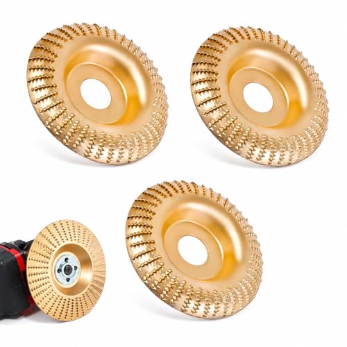 Image of 3 PCS Wood Grinding Disc Set for Angle Grinder,Tungsten Carbide Wood Carving Wheel Attachments for 4 inch&4.5 inch Grinders,Wood Shaping Sanding Polishing Grinding Disc Woodworking Surface Finishing (Curved)