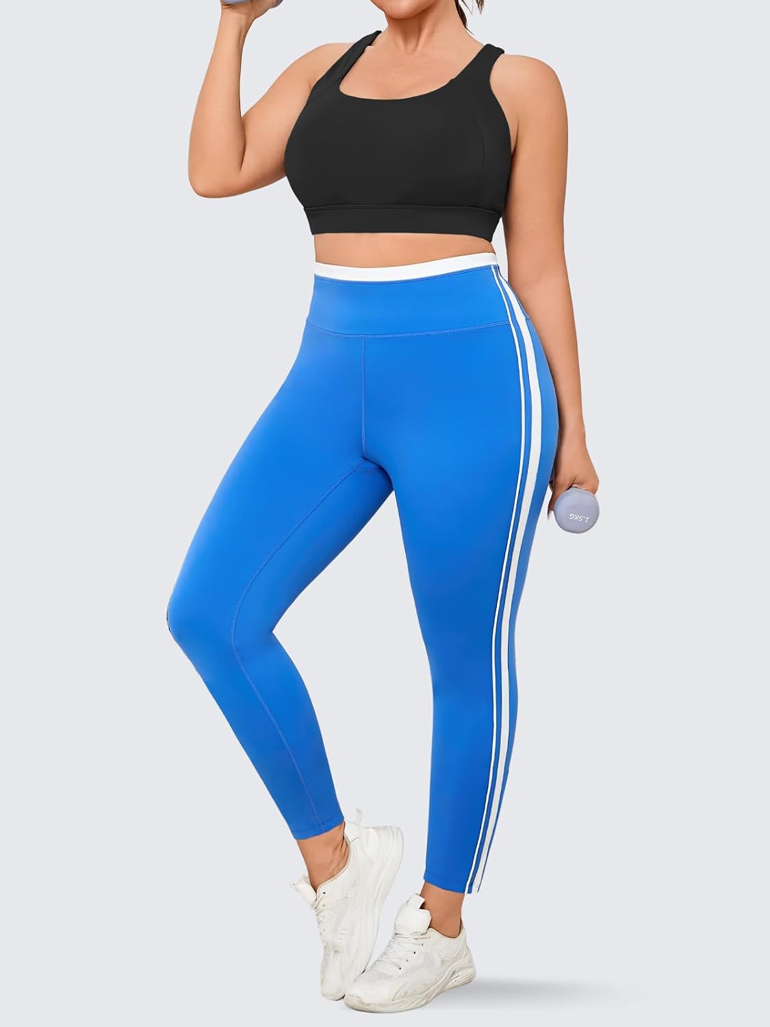 Aoysky Plus Size Sports Bras for Women Cloud Soft Racerback Sports Bra Adjustable Straps Padded Yoga Gym Workout Bra image 5