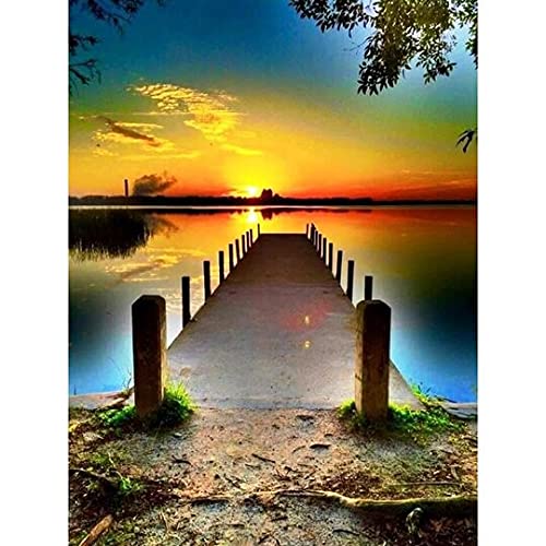 Broderie Point De Croix Diamant mosaïque Sunset landscape 70x120cm pour loisirs créatifs