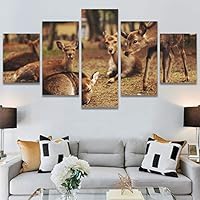 SIGNWIN 5 Panel Canvas Wall Art Animals Cheetah Closeup Contemporary Expressive Modern Artwork for Home Decorations Ready to Hang - 60