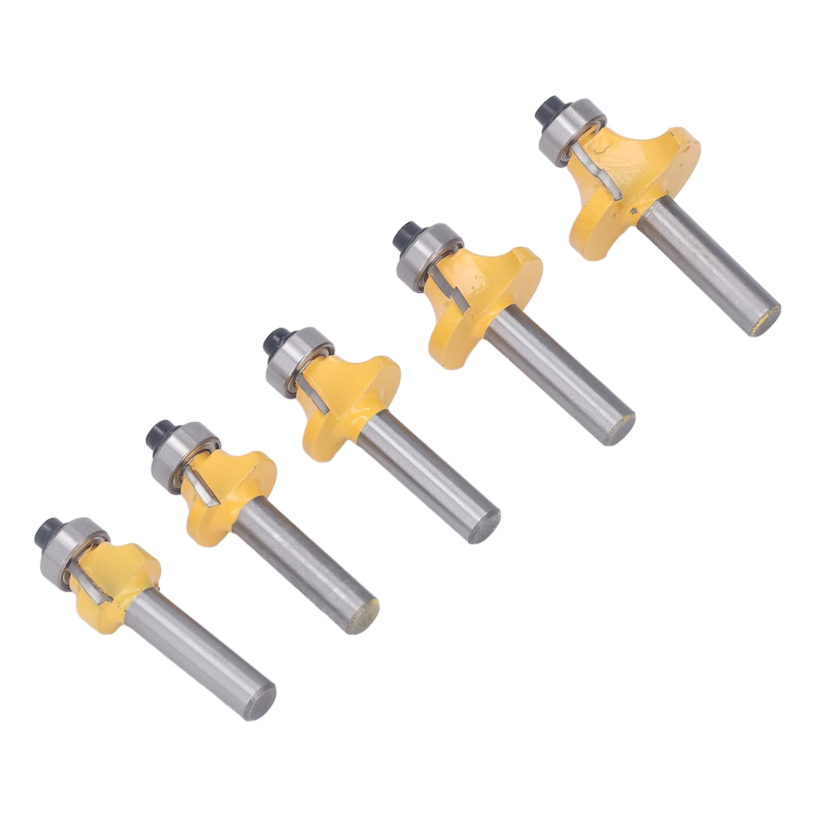 5 Pcs Round Over Router Bit Set, 8mm Shank Carbide Corner Rounding Router Bit, Woodworking Milling with Heat Coating, Multi Purpose Router Bits for Softwood,